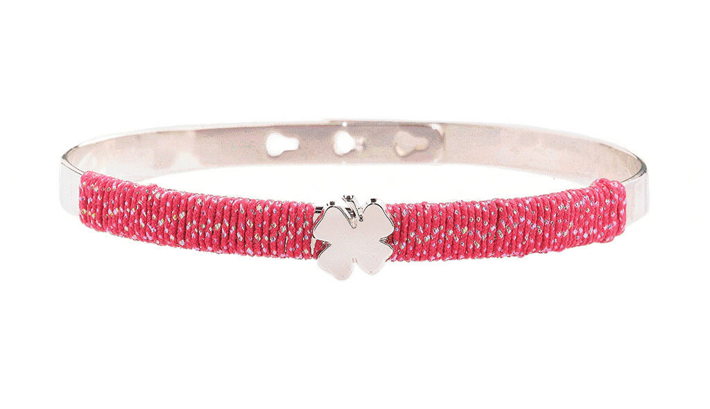 Bracelet Jonc MYA BAY Collection anniversaire Trèfle, fil irisé fuschias JC-FI-01.S - PRECIOVS