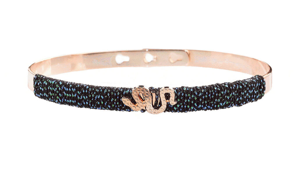 Bracelet Jonc MYA BAY Collection anniversaire Serpent, fil irisé noir JC-FI-06.P - PRECIOVS