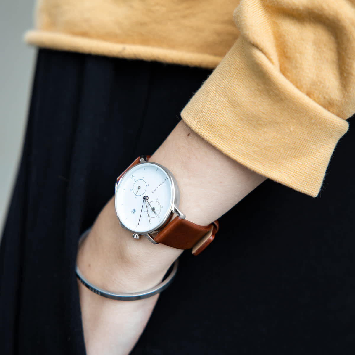 Montre Kapten & Son Chrono Silver Brown Leather - PRECIOVS
