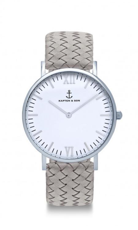 Woven Leather Kapten And Son Silber Montre Kapten Son Silver Grey