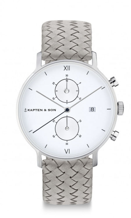 Montre Kapten & Son Chrono Silver Grey Woven Leather - PRECIOVS