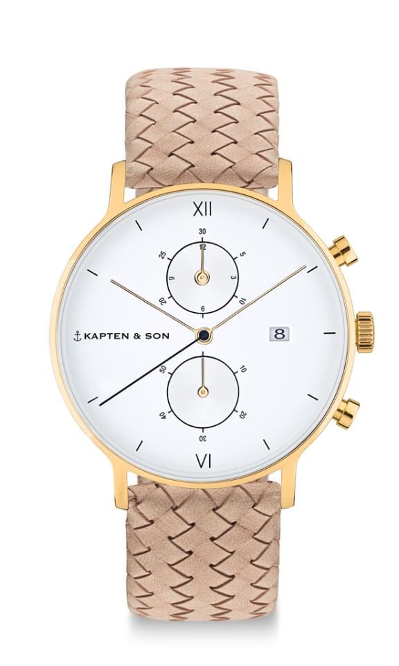 Montre Kapten & Son Chrono Gold Sand Woven Leather - PRECIOVS