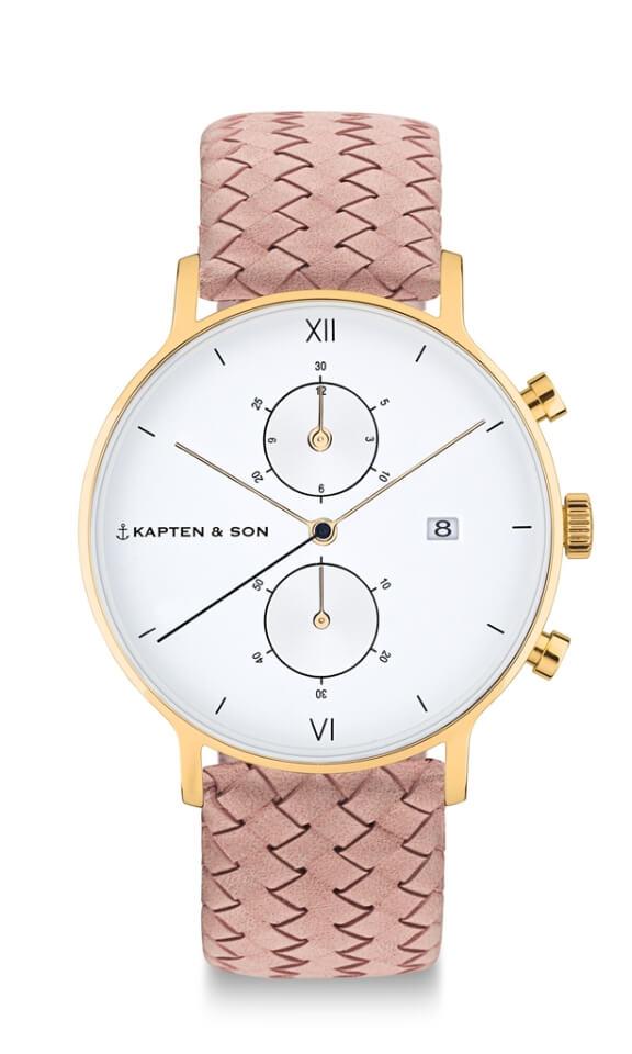 Montre Kapten & Son Chrono Gold Rose Woven Leather - PRECIOVS
