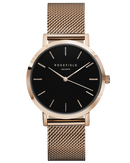 Montre Rosefield The MERCER Black Mesh Rose Gold MBR-M45 - PRECIOVS