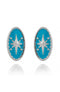 Boucles d'oreilles PRECIOVS Essentials étoile émaillée turquoise argent ovales - PRECIOVS