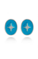 Boucles d'oreilles PRECIOVS Essentials étoile émaillée turquoise argent rondes - PRECIOVS