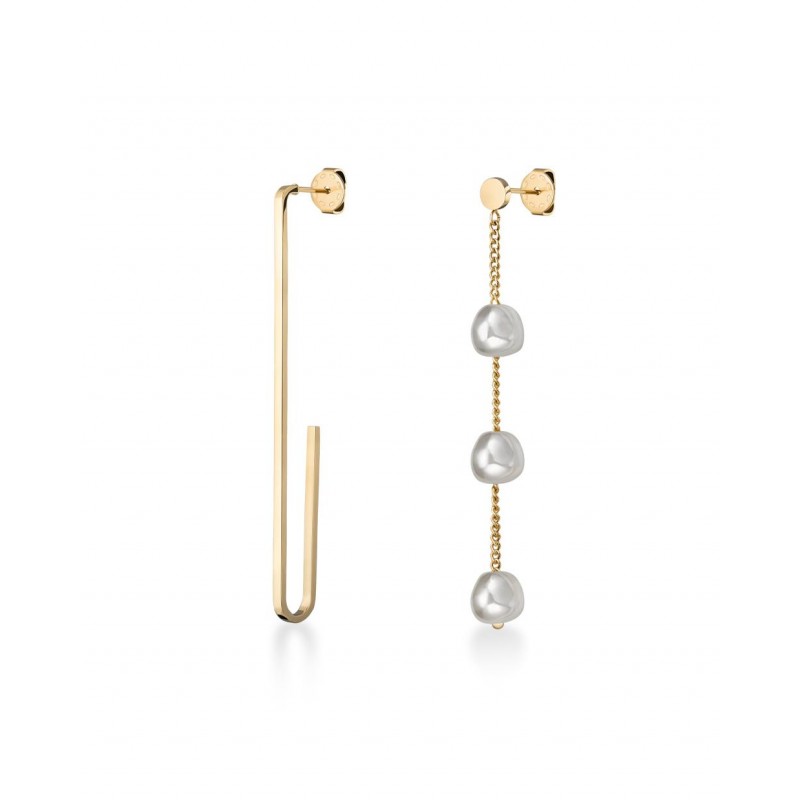 Boucles d'oreilles Rosefield The Jane Asymetric Bar and Liquid Pearl J182 - PRECIOVS
