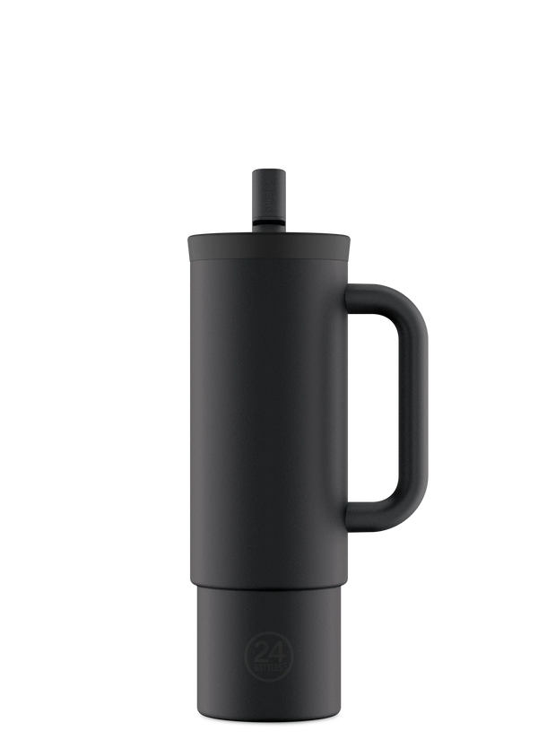 Gourde avec paille réutilisable 24Bottles Straw Cup Tuxedo Black 800ml