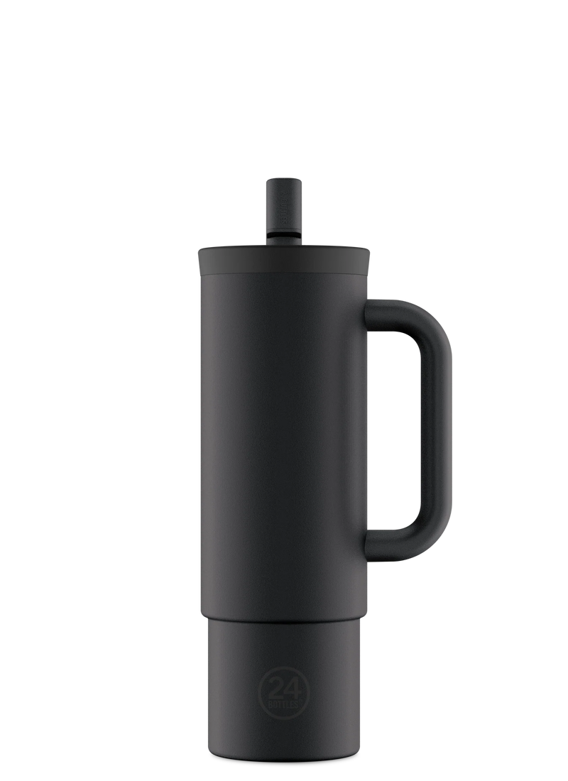 Gourde avec paille réutilisable 24Bottles Straw Cup Tuxedo Black 800ml