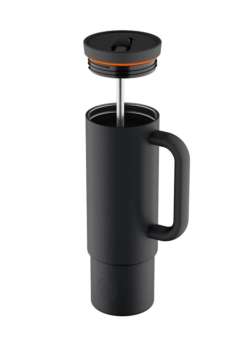 Gourde avec paille réutilisable 24Bottles Straw Cup Tuxedo Black 800ml