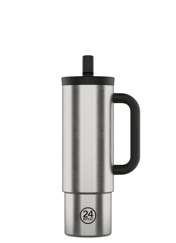 Gourde avec paille réutilisable 24Bottles Straw Cup Brushed Steel 800ml