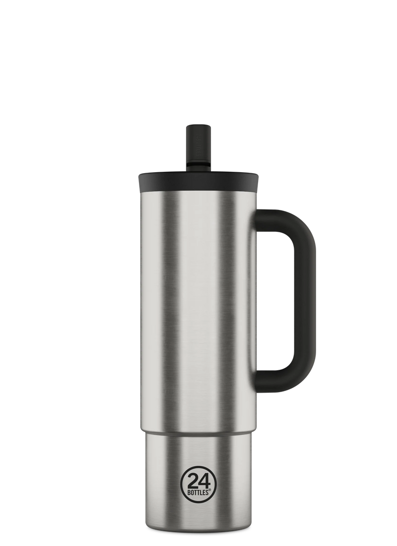 Gourde avec paille réutilisable 24Bottles Straw Cup Brushed Steel 800ml