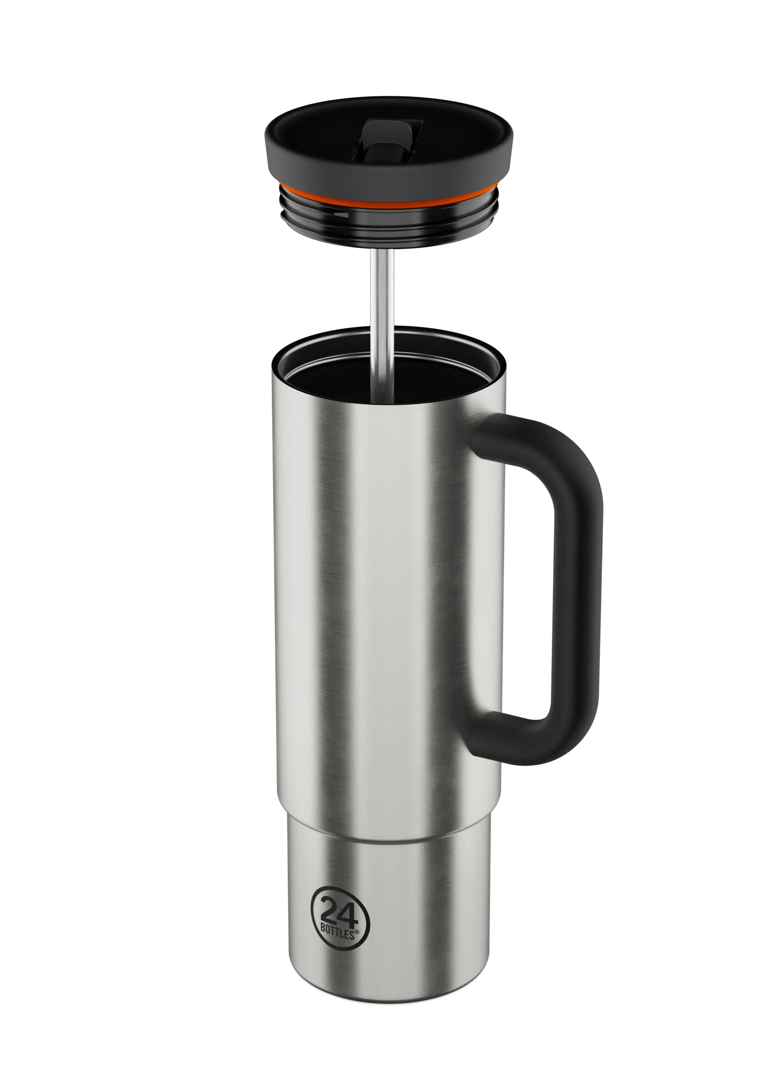 Gourde avec paille réutilisable 24Bottles Straw Cup Brushed Steel 800ml