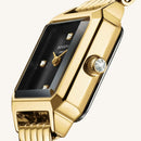 Montre Rosefield Boxelle Or Cadran Noir 4 Cristaux B08