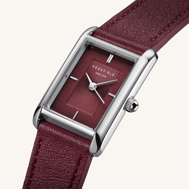 Montre Rosefield Heirloom Argent Cadran Bordeaux Cuir H08
