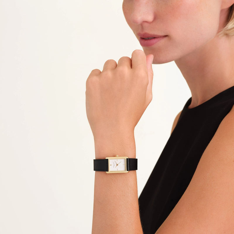 Montre Rosefield Heirloom Cadran Blanc Cuir Noir H06