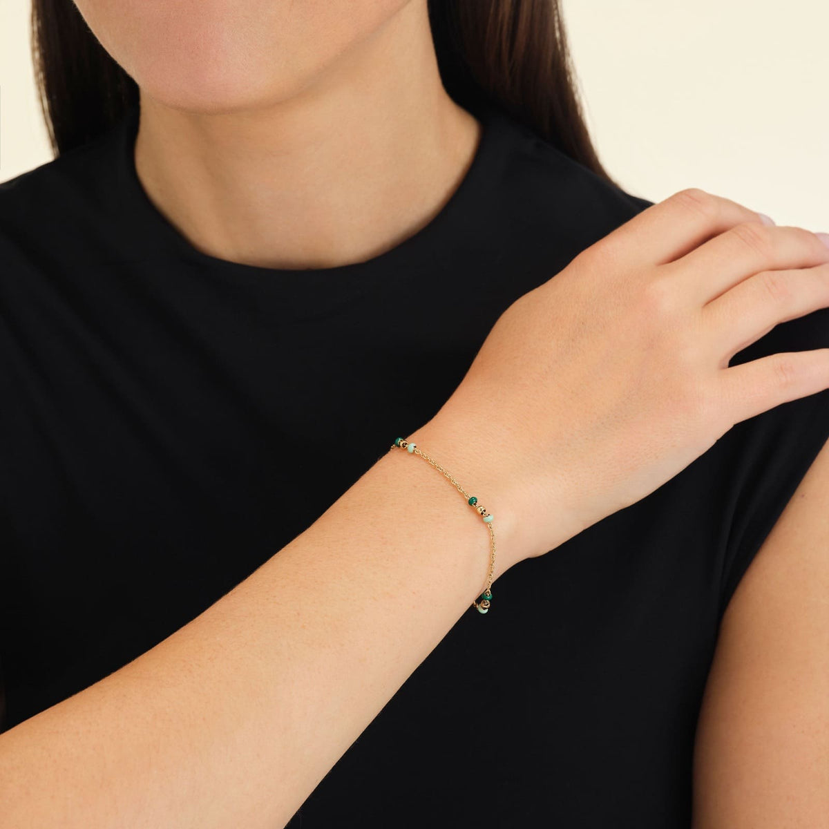 Bracelet Rosefield Perles Émeraude J720