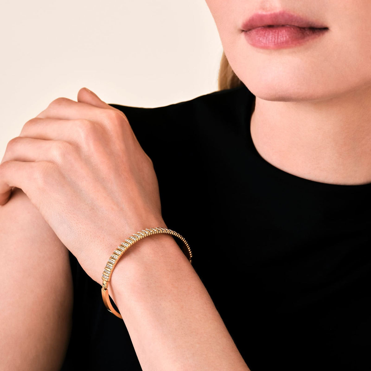 Bracelet Rosefield Jonc Pavé à Rayures J1287