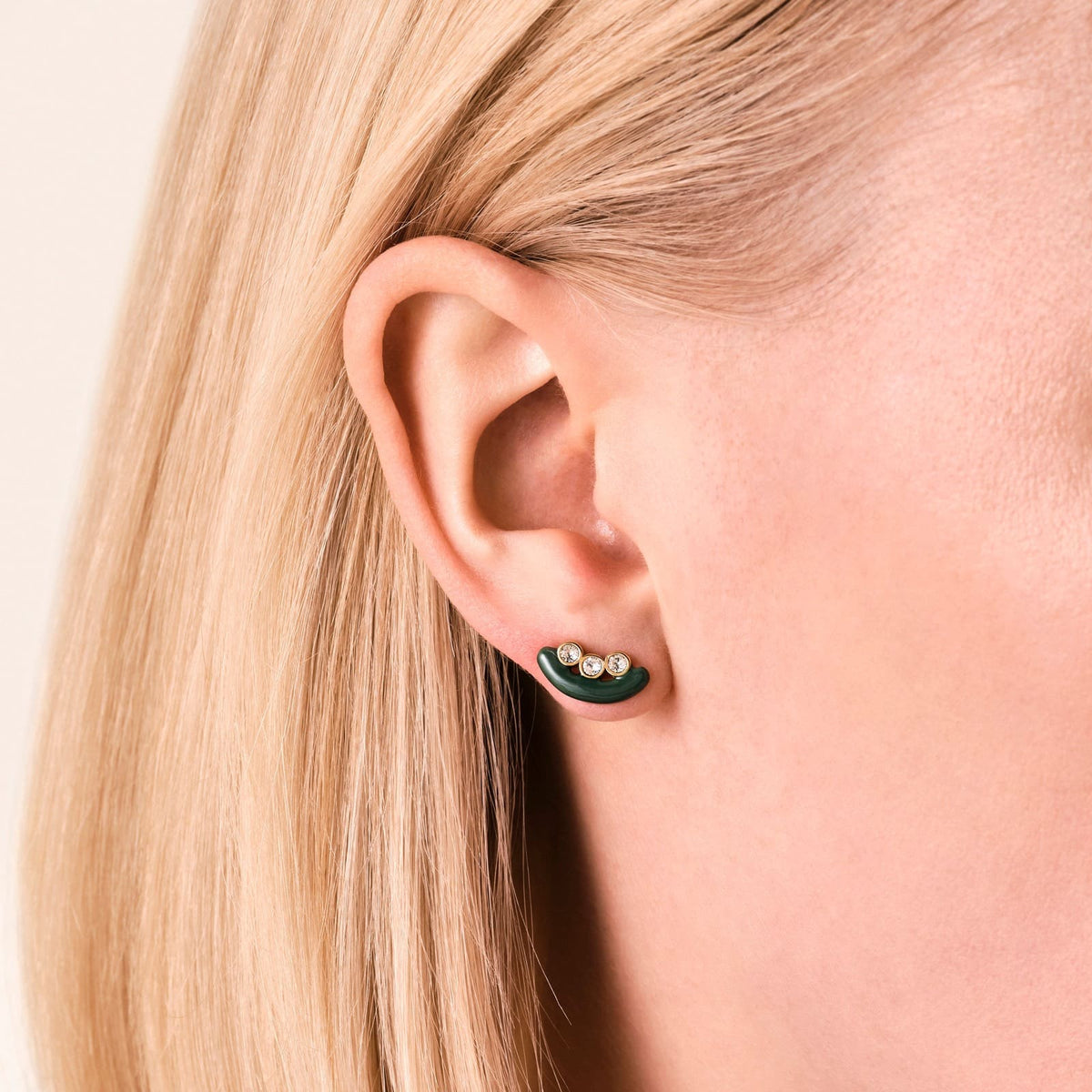 Boucles d'oreilles Rosefield Puces Émail et Cristaux J1366