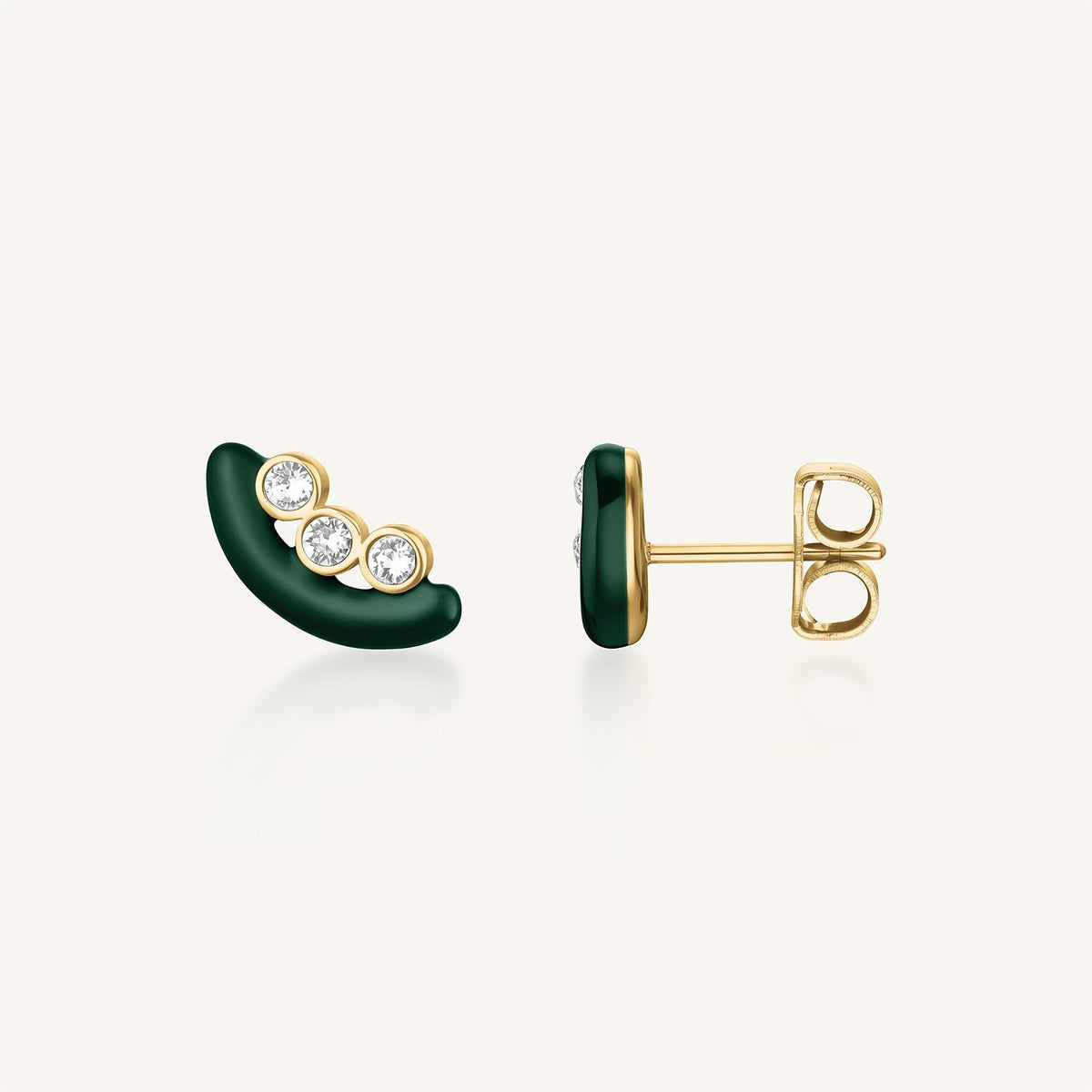 Boucles d'oreilles Rosefield Puces Émail et Cristaux J1366