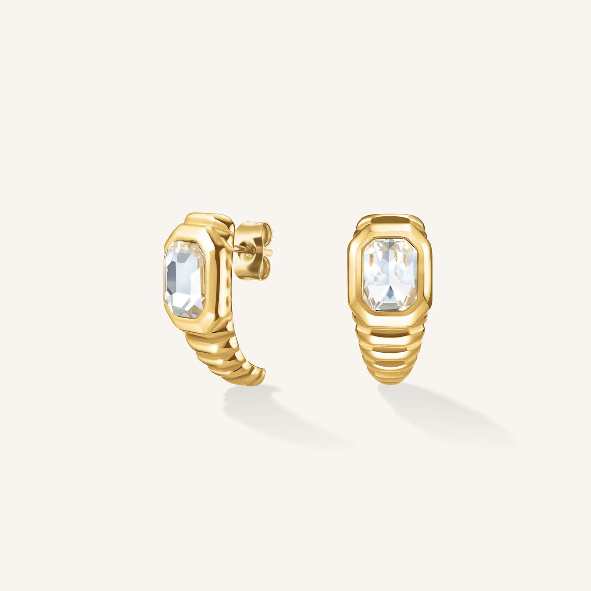Boucles d'oreilles Rosefield Puces Octogones Striées J1129