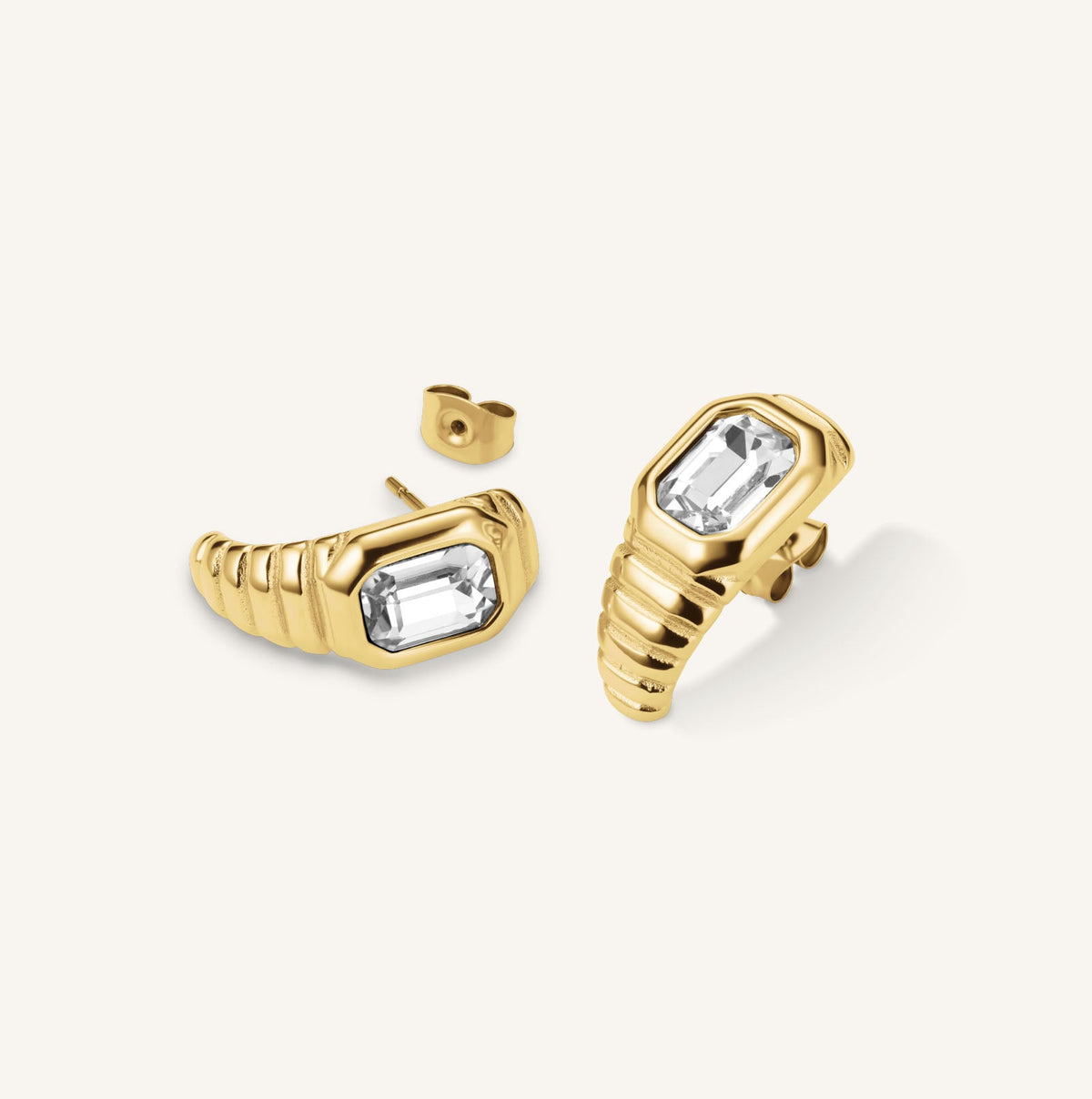 Boucles d'oreilles Rosefield Puces Octogones Striées J1129