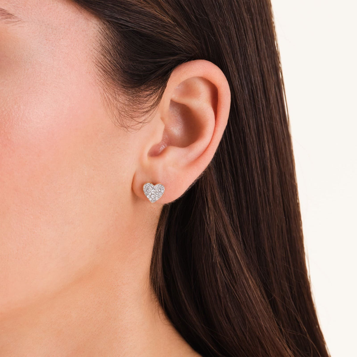 Boucles d'oreilles Rosefield Puces Cœur Pavé J1275