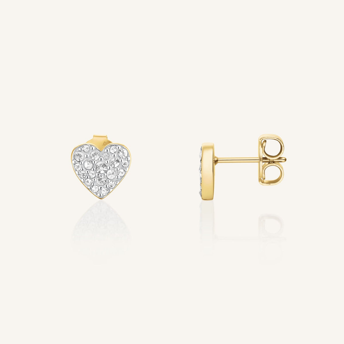 Boucles d'oreilles Rosefield Puces Cœur Pavé J1275