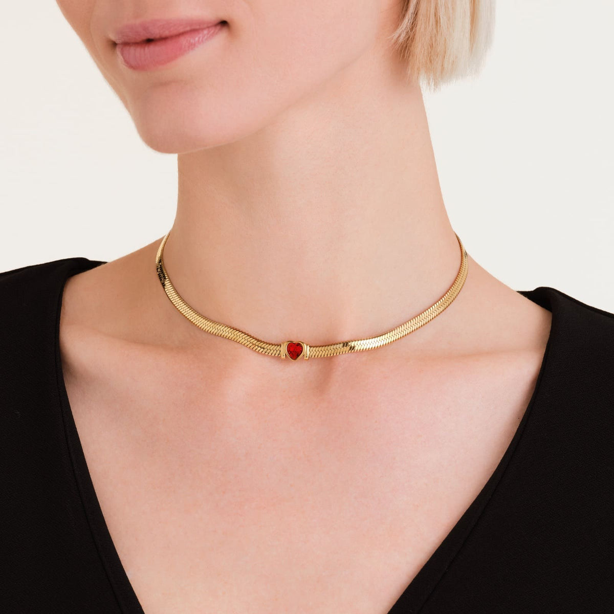 Collier Rosefield Ras du Cou Chaîne Serpent et Cœur J1004
