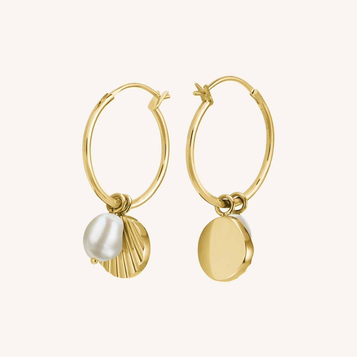 Boucles d'oreilles Rosefield Anneaux Coquillage et Perle J173