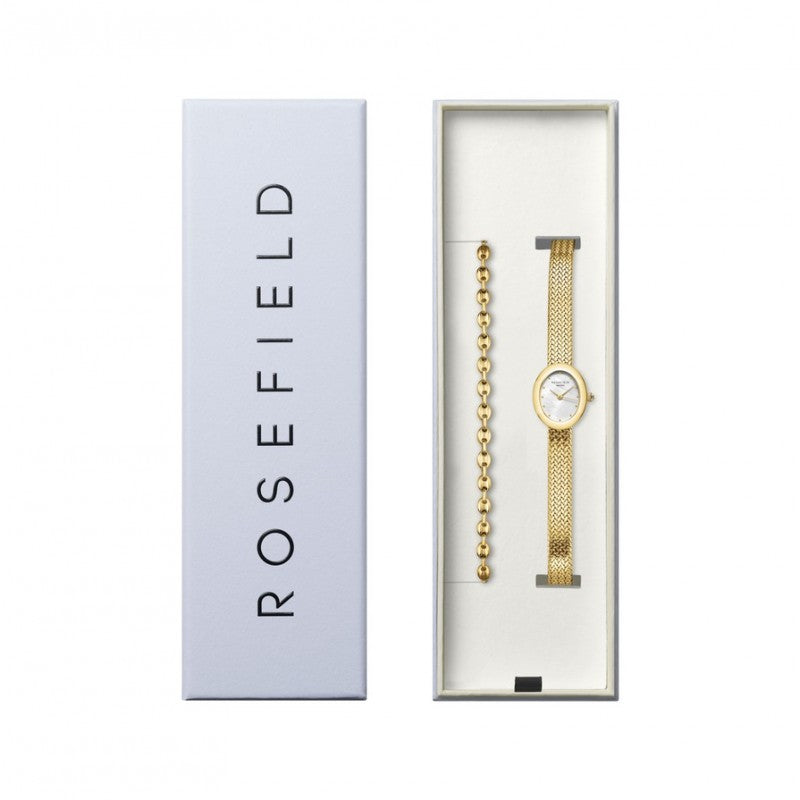 Coffret Rosefield Montre Mini Oval + bracelet Coffee Bean Or Jaune X289