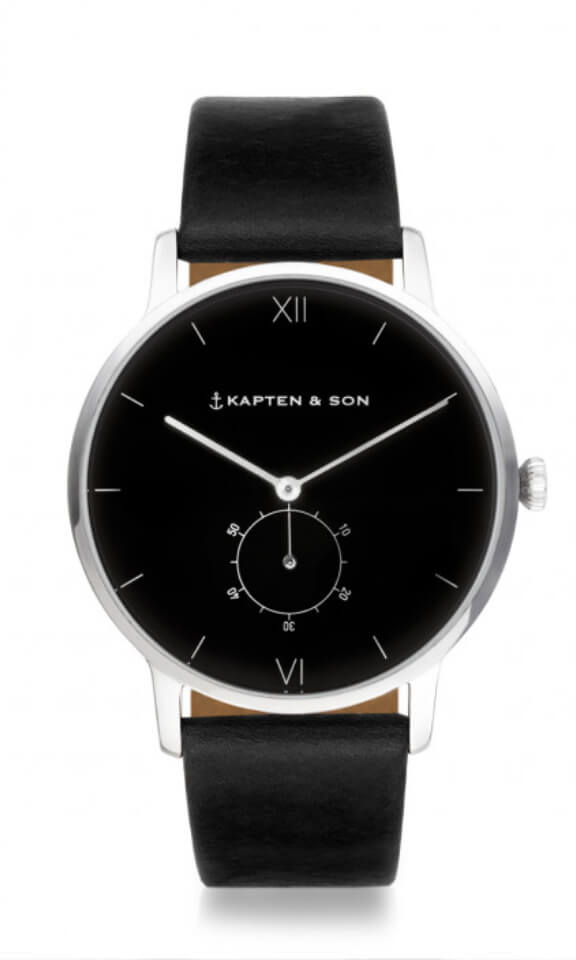 Montre Kapten & Son Heritage Silver All Black Leather - PRECIOVS