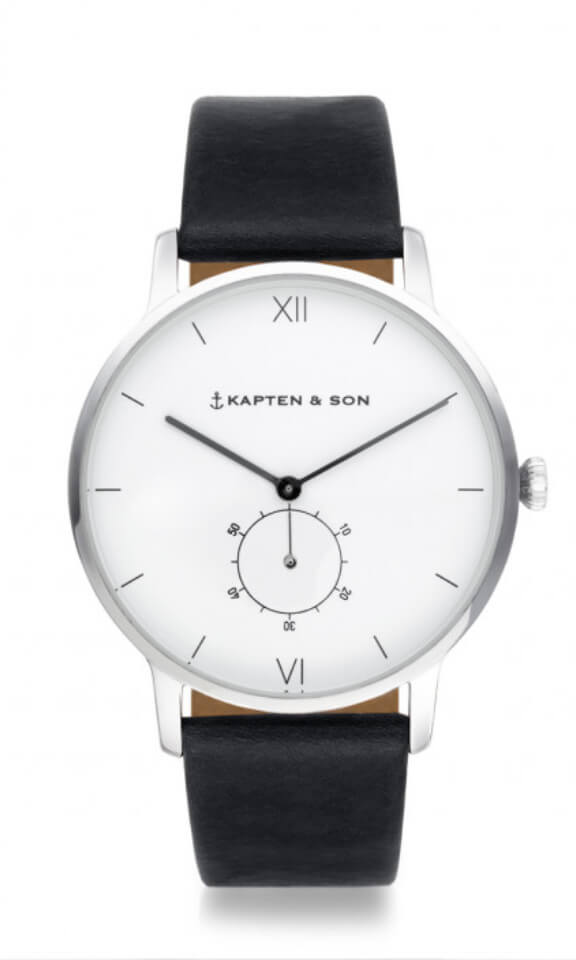 Montre Kapten & Son Heritage Silver Black Leather - PRECIOVS