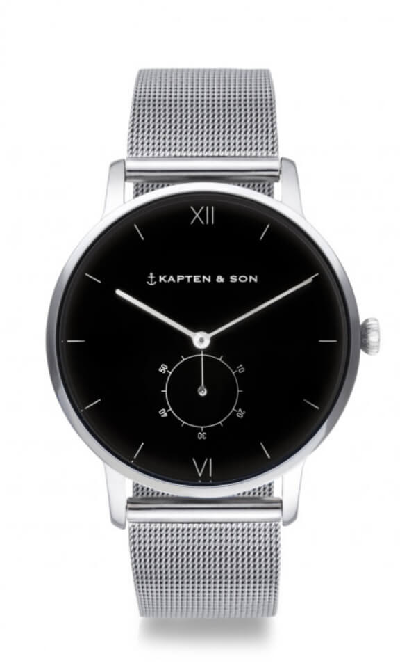 Montre Kapten & Son Heritage Silver Black Mesh - PRECIOVS