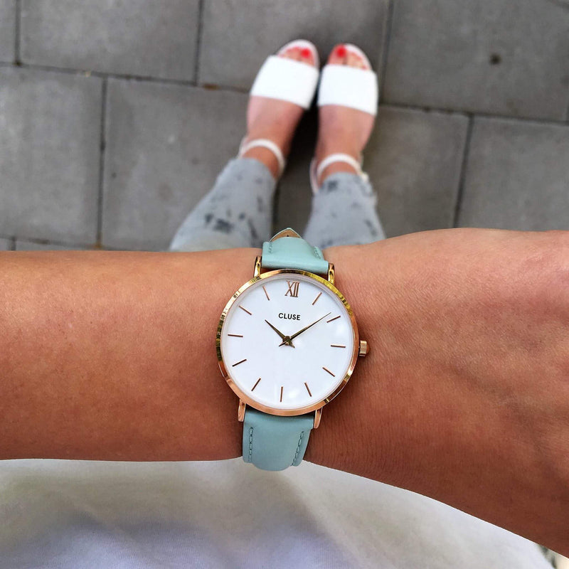 Montre Cluse Minuit Rose Gold White/Pastel Mint CL30017 - PRECIOVS