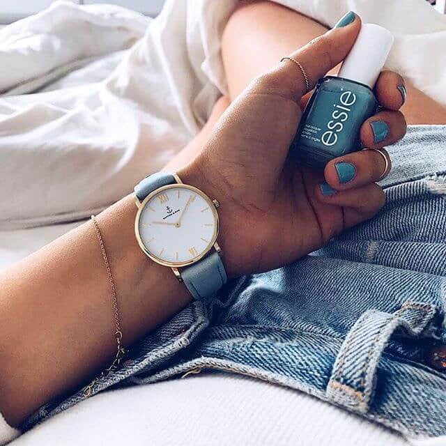 Montre Kapten & Son Joy Lagoon Blue Velvet Leather - PRECIOVS