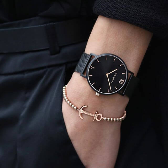 Montre Paul Hewitt Sailor Line Black Sunray IP Noir / Or Rosé Mesh IP Noir - PRECIOVS