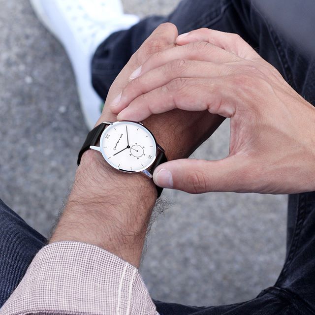 Montre Kapten & Son Heritage Silver Black Leather - PRECIOVS