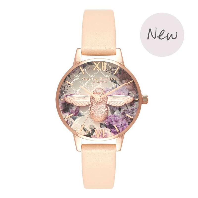 Montre Olivia Burton 3D Bee Glasshouse Nude Peach & Rose Gold OB16EG98 - PRECIOVS