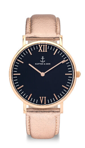 Montre Kapten & Son Black Rose Metallic Leather - PRECIOVS