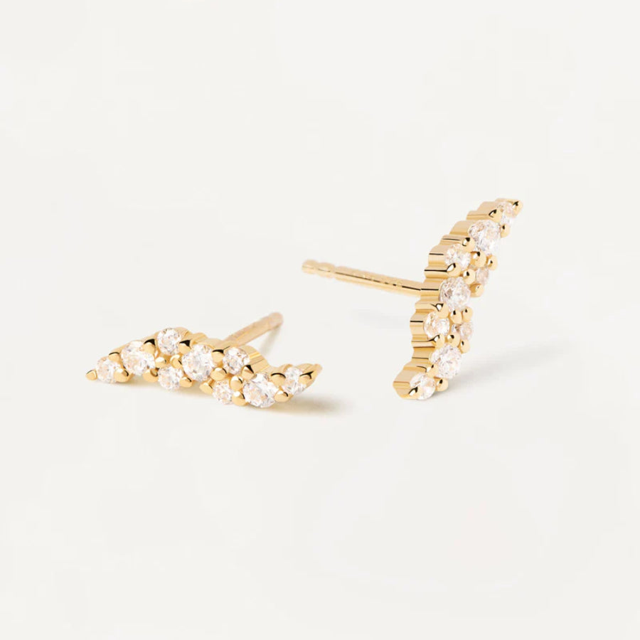 Boucles d'oreilles PDPaola Natura argent plaqué or et zircons blancs - PRECIOVS