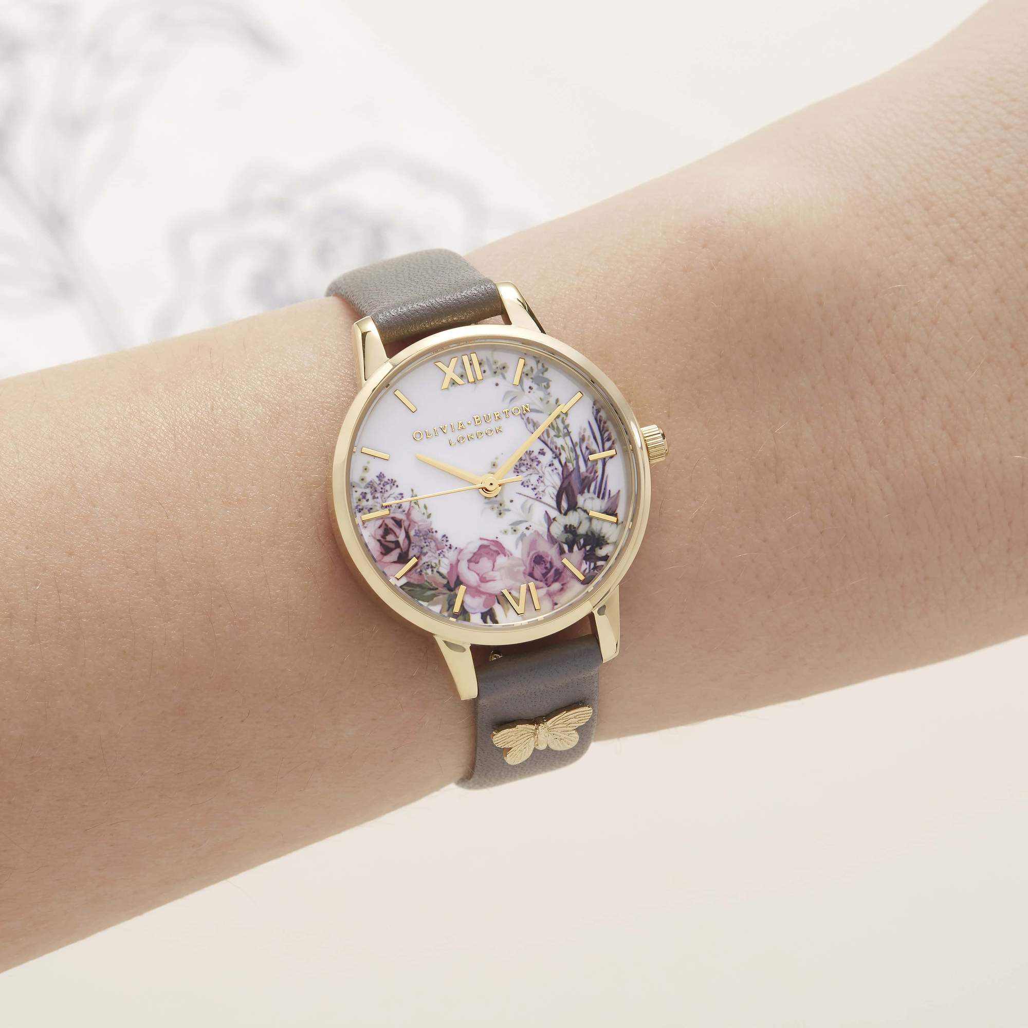 Montre Olivia Burton Enchanted Garden Gold Grey OB16EG109 - PRECIOVS