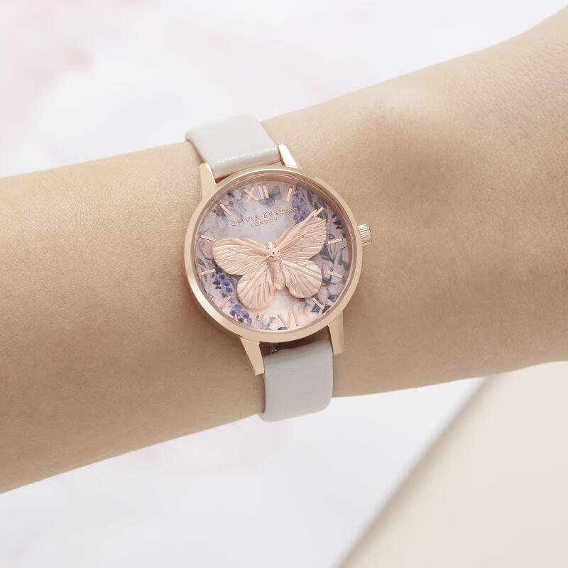 Montre Olivia Burton Glasshouse Butterfly Vegan Blush & Rose Gold OB16GH07 - PRECIOVS