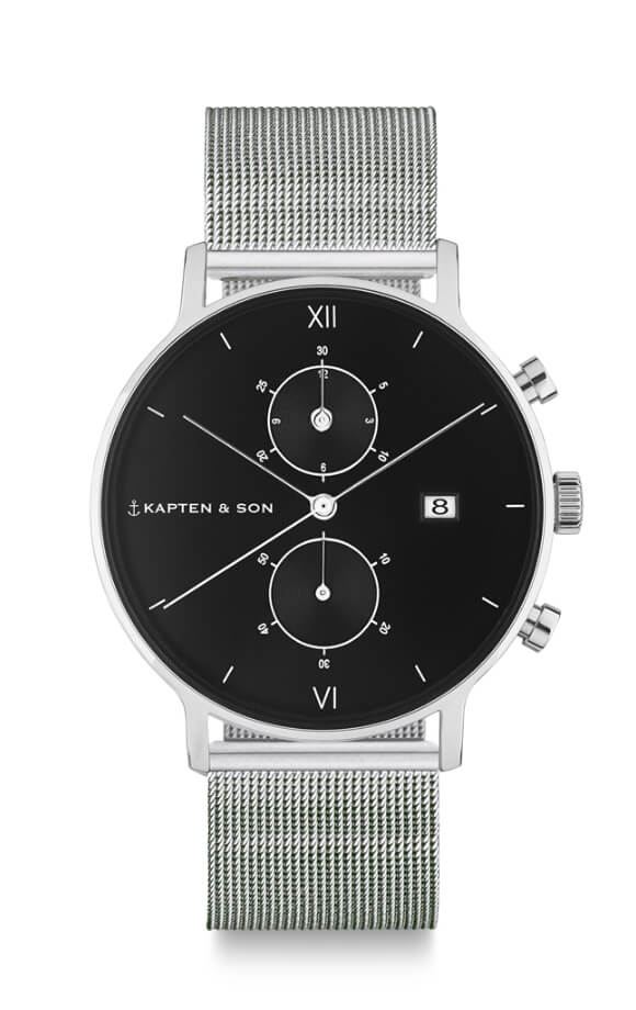 Montre Kapten & Son Chrono Silver Black Mesh - PRECIOVS