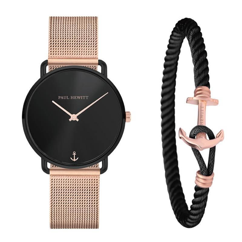 Coffret Paul Hewitt Perfect Match avec montre Miss Ocean et Phrep Lite Black Rose Gold - PRECIOVS