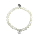 Bracelet CO88 Perles en Nacre blanche avec motif fleur de lotus 8CB-17037 - PRECIOVS