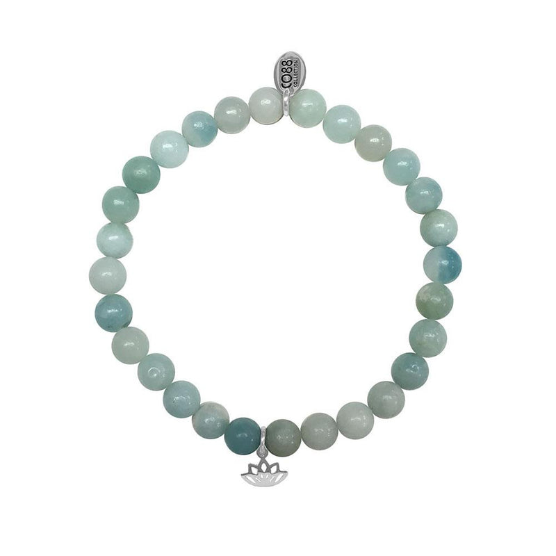 Bracelet CO88 Perles en Amazonite avec motif fleur de lotus 8CB-17039 - PRECIOVS