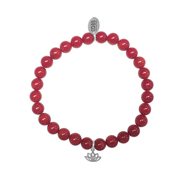 Bracelet CO88 Perles en Bambou corail avec motif fleur de lotus 8CB-17044 - PRECIOVS