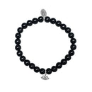 Bracelet CO88 Perles en Agate noire avec motif fleur de lotus 8CB-17048 - PRECIOVS