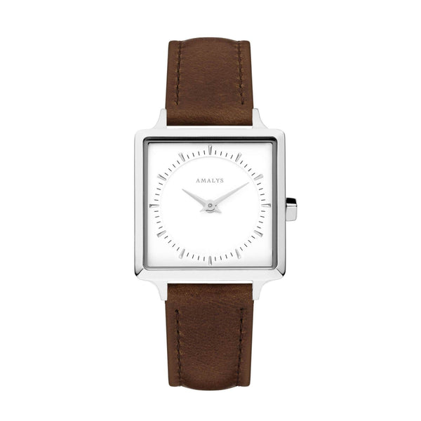 Montre Amalys Lila Silver/White Tobacco Brown AMW-009 - PRECIOVS